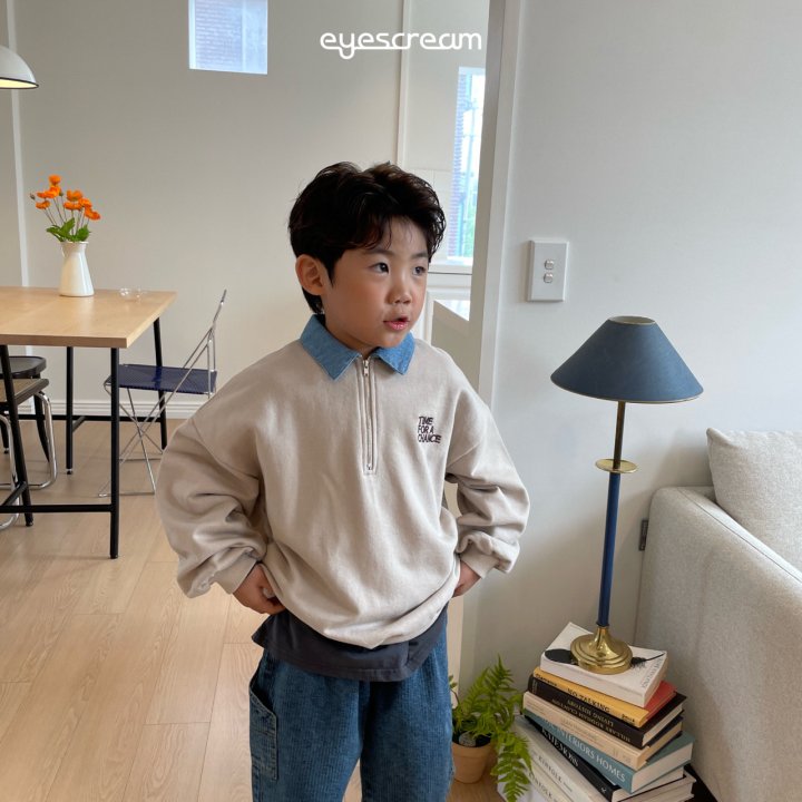 Eyescream - Korean Children Fashion - #minifashionista - Time Blue Collar Sweatshirt - 9