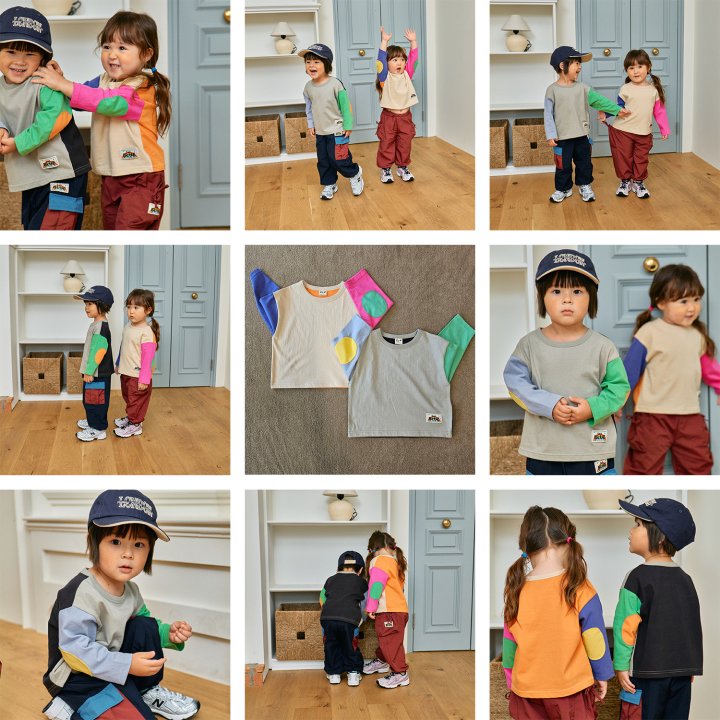 Firstblue - Korean Children Fashion - #childofig - Round Patch Raglan Tee