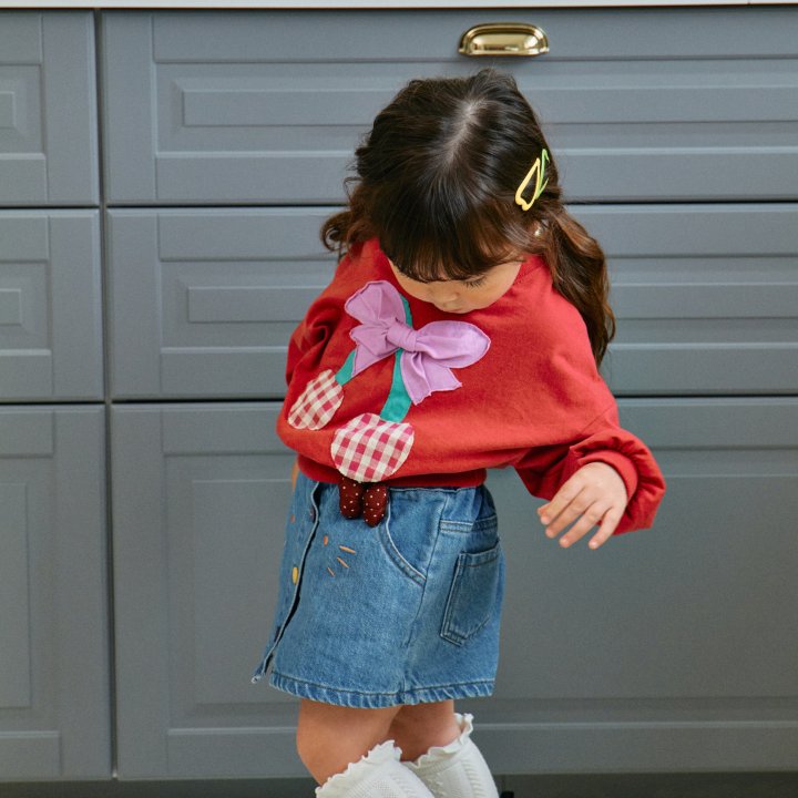 Firstblue - Korean Children Fashion - #discoveringself - Cats Denim Skirt Pants - 3