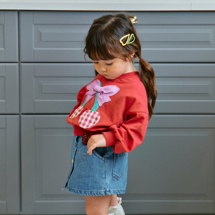 Firstblue - Korean Children Fashion - #magicofchildhood - Ribbon Cherry Sweatshirt Tee - 3