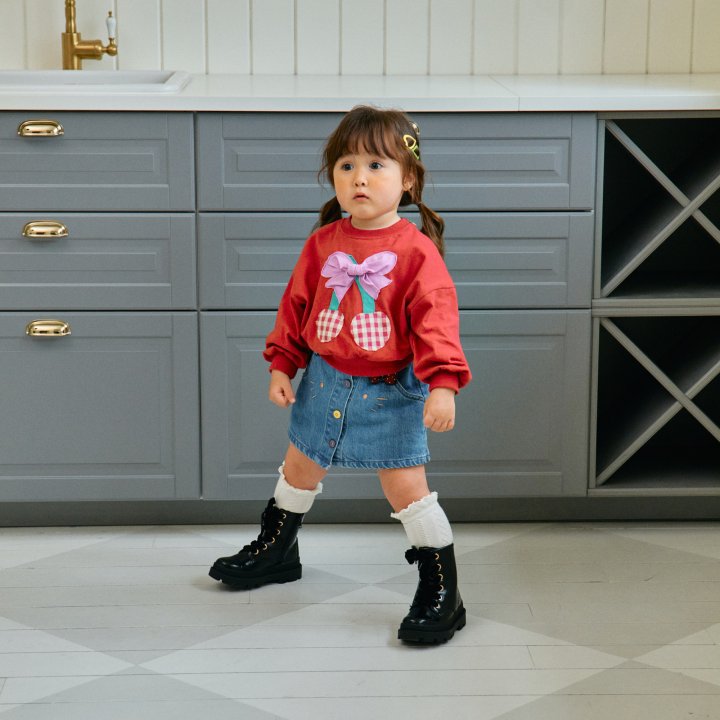 Firstblue - Korean Children Fashion - #magicofchildhood - Ribbon Cherry Sweatshirt Tee - 4