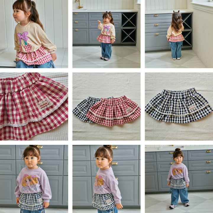 Firstblue - Korean Children Fashion - #minifashionista - Check Apron Skirt