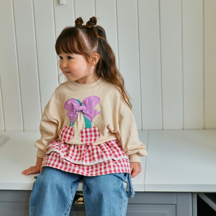 Firstblue - Korean Children Fashion - #todddlerfashion - Ribbon Cherry Sweatshirt Tee - 6