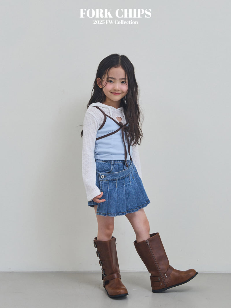 Fork Chips - Korean Children Fashion - #Kfashion4kids - Kinder Denim Wrap Skirt - 8