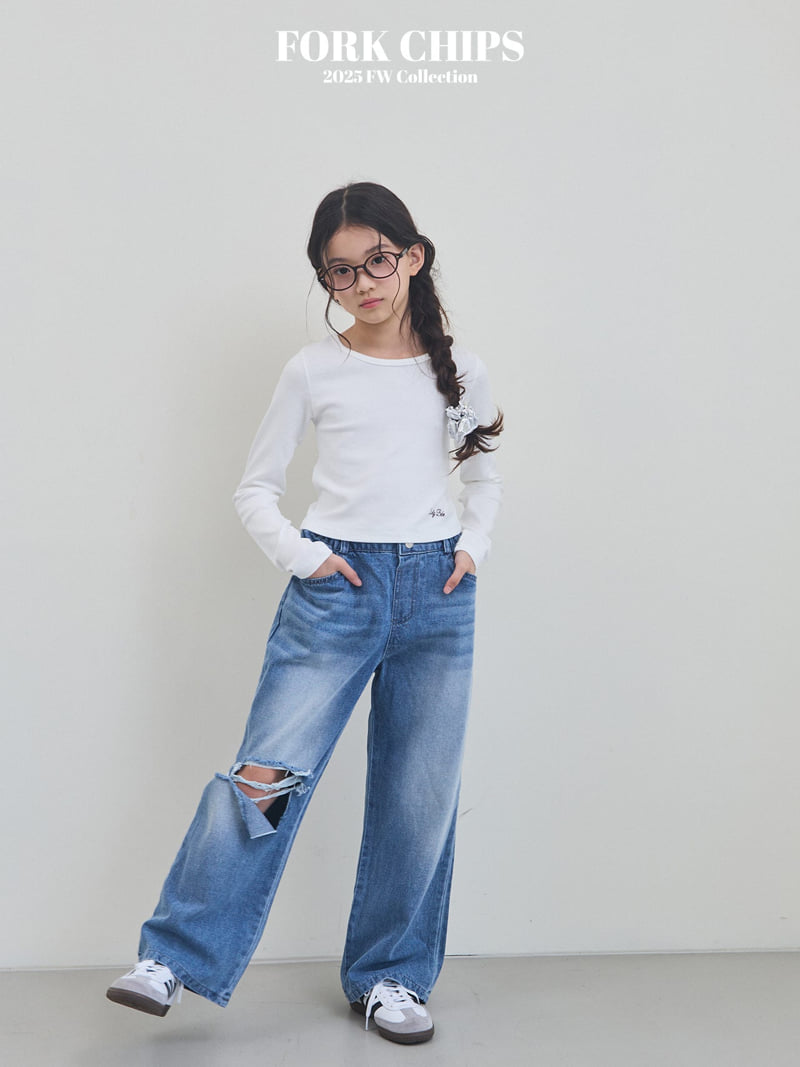 Fork Chips - Korean Children Fashion - #Kfashion4kids - Bebe Ribbon Tee - 2