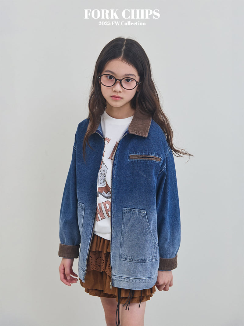Fork Chips - Korean Children Fashion - #childofig - Crew Denim Jacket - 5