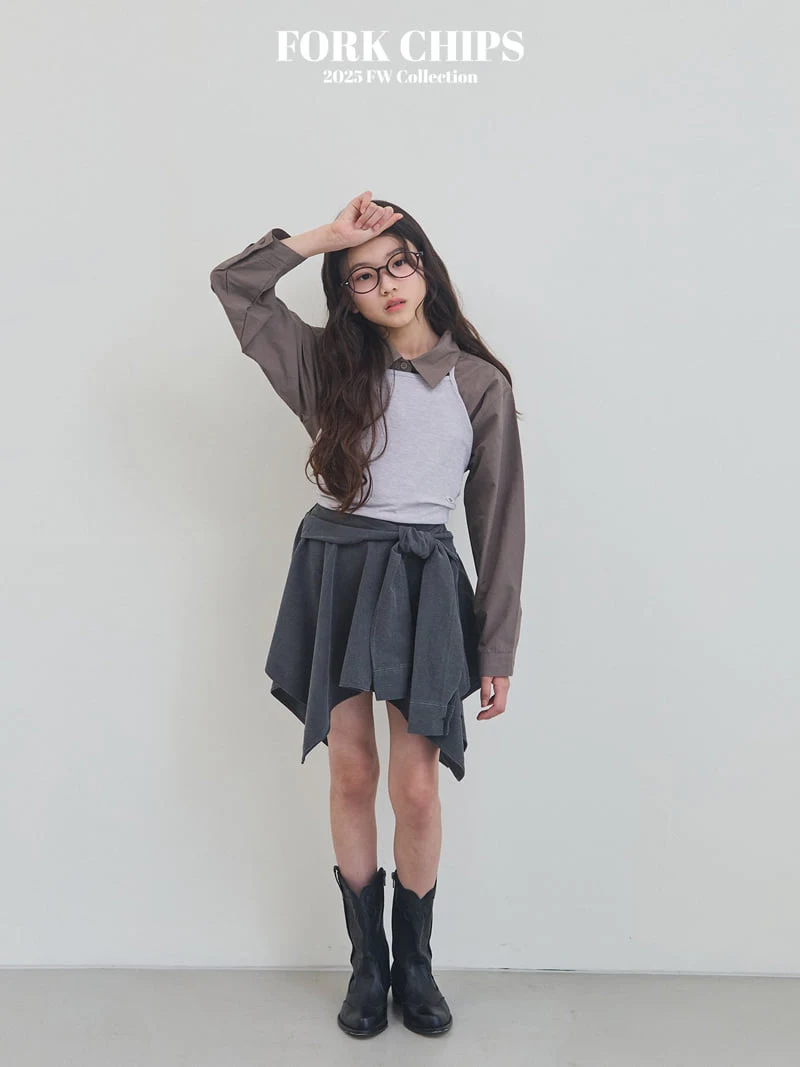 Fork Chips - Korean Children Fashion - #childofig - Tie Waist Skirt - 2