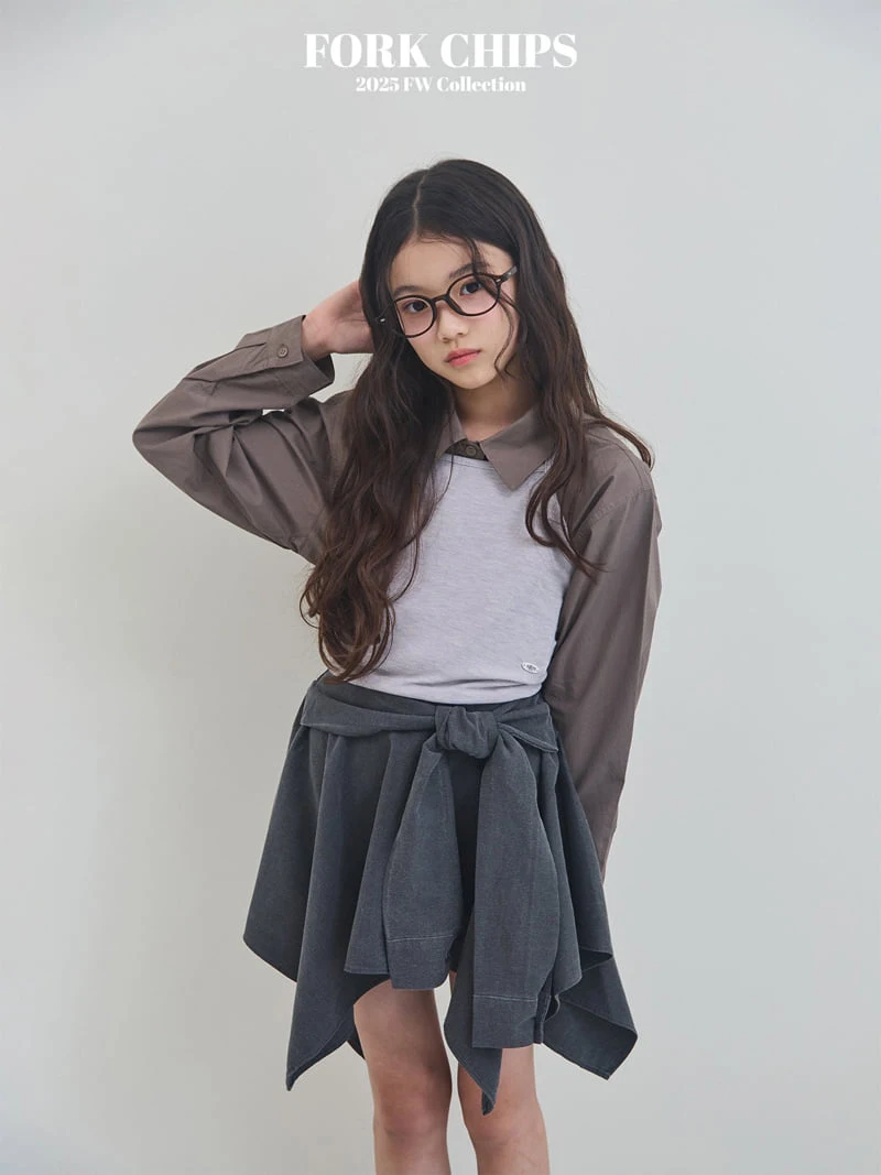 Fork Chips - Korean Children Fashion - #childofig - Tie Waist Skirt - 3