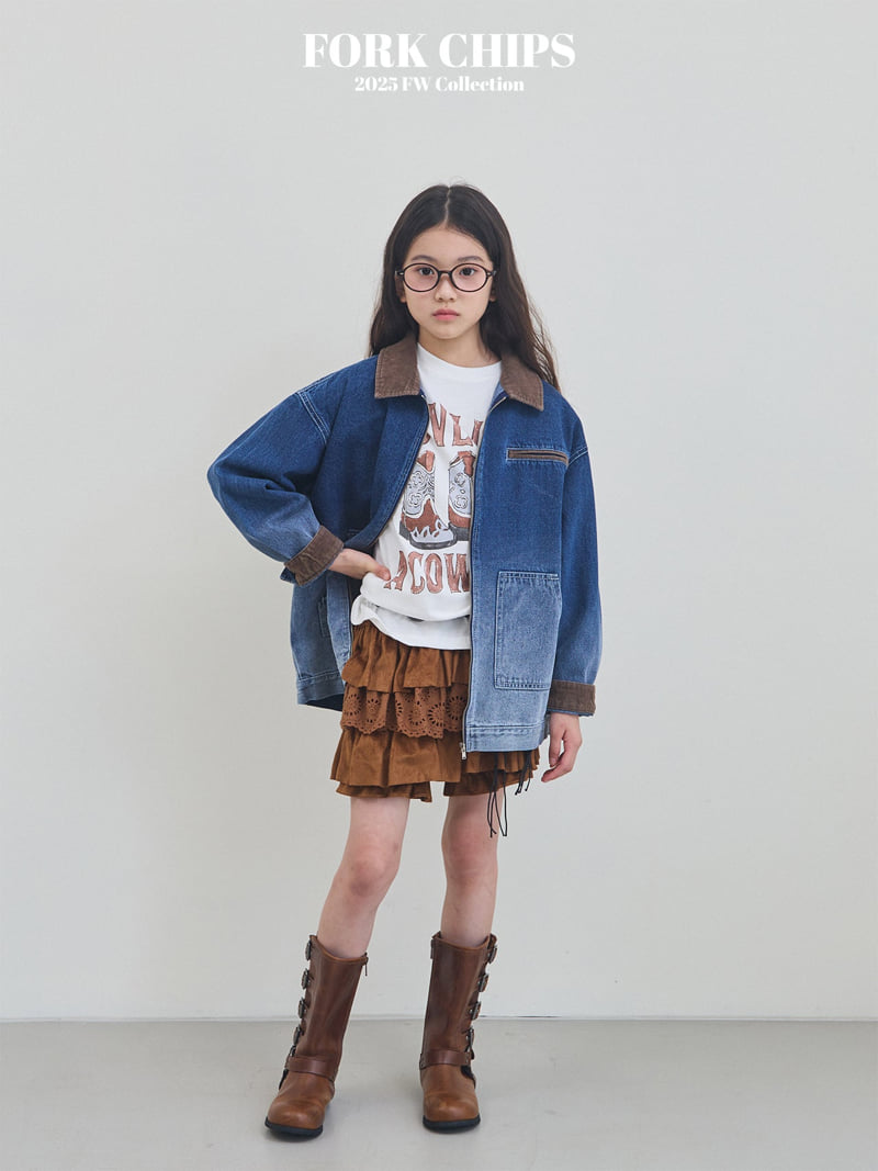 Fork Chips - Korean Children Fashion - #childrensboutique - Crew Denim Jacket - 6