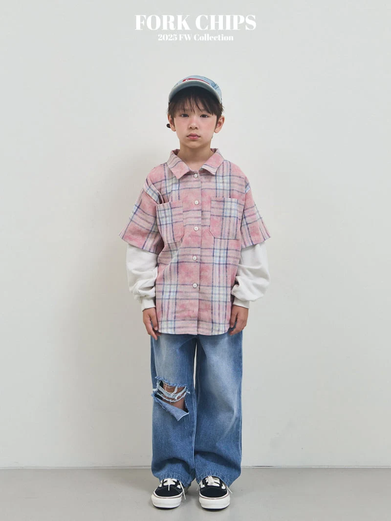 Fork Chips - Korean Children Fashion - #designkidswear - Open Destroyed Denim Pants - 8