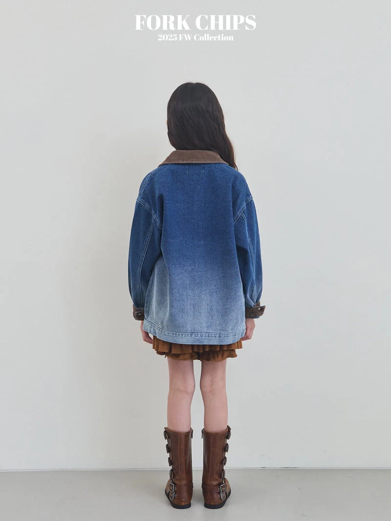 Fork Chips - Korean Children Fashion - #discoveringself - Crew Denim Jacket - 8