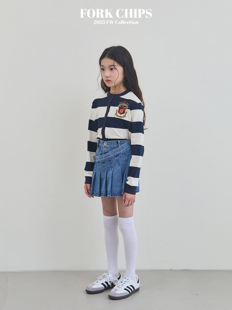 Fork Chips - Korean Children Fashion - #discoveringself - Kinder Denim Wrap Skirt - 3