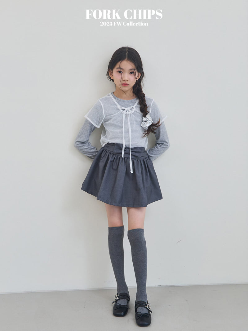 Fork Chips - Korean Children Fashion - #fashionkids - Blerry Ribbon Skirt