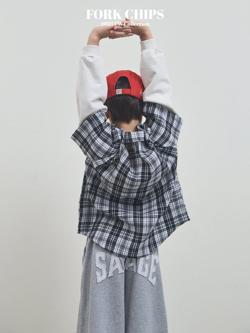Fork Chips - Korean Children Fashion - #kidsshorts - Washed Check Shirt - 6