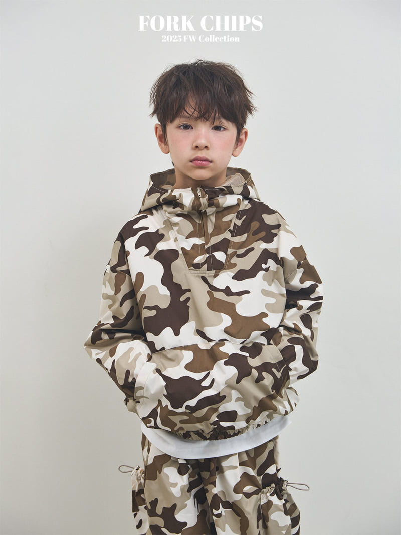 Fork Chips - Korean Children Fashion - #kidsshorts - Camo Anorak Hoodie - 3