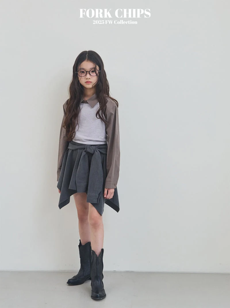 Fork Chips - Korean Children Fashion - #kidsshorts - Tie Waist Skirt - 8