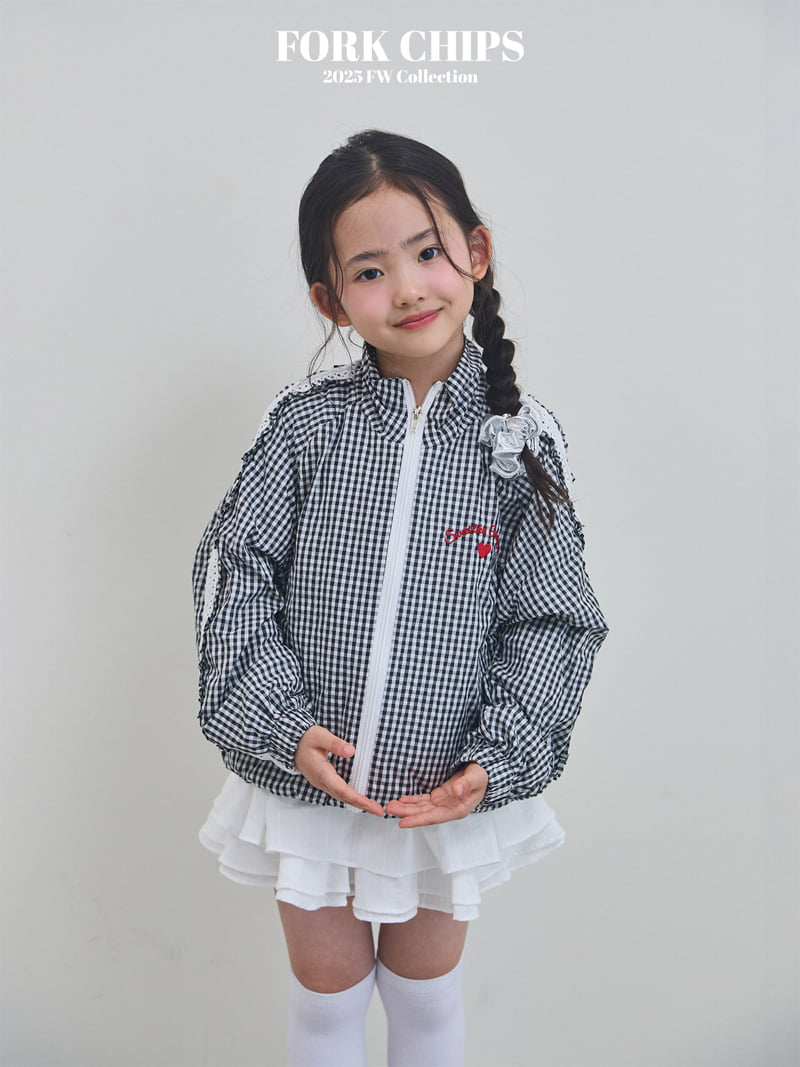 Fork Chips - Korean Children Fashion - #kidzfashiontrend - Berry Check Jacket