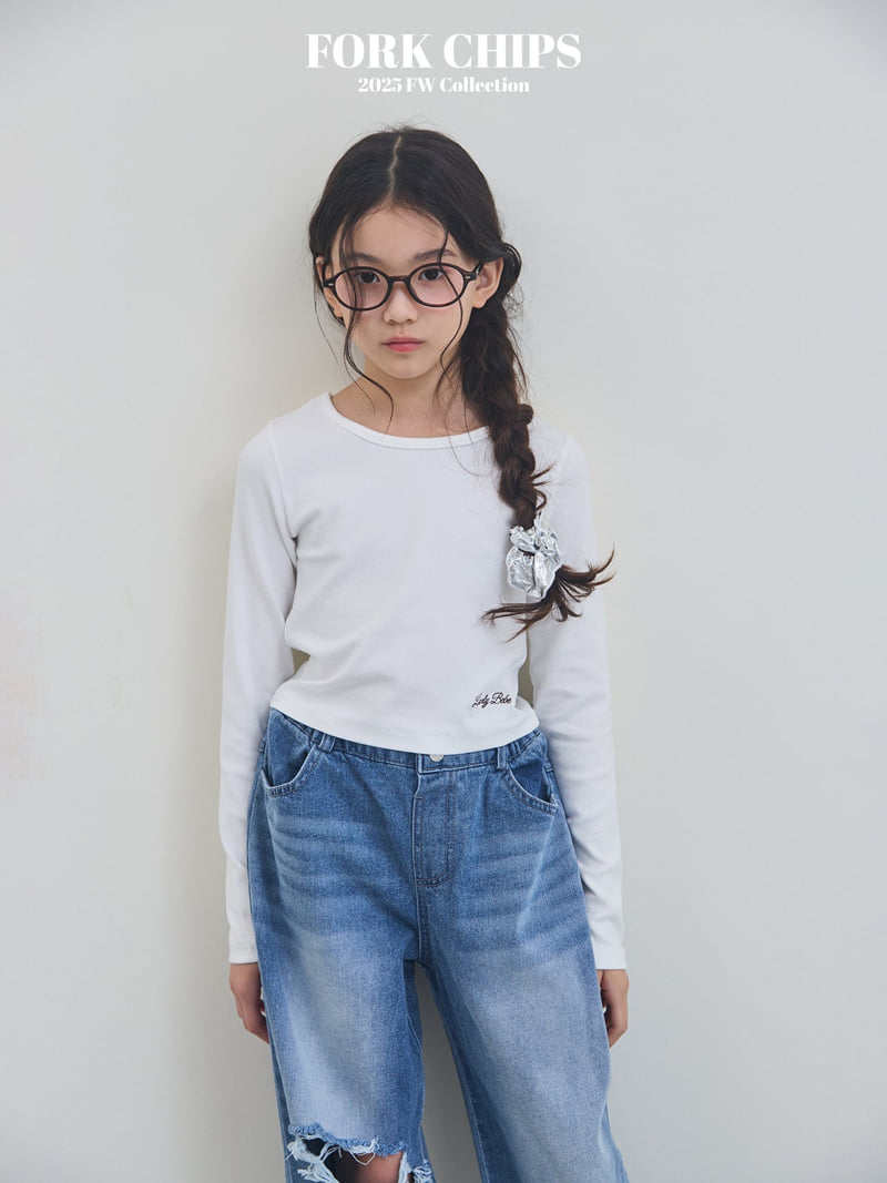 Fork Chips - Korean Children Fashion - #kidzfashiontrend - Bebe Ribbon Tee