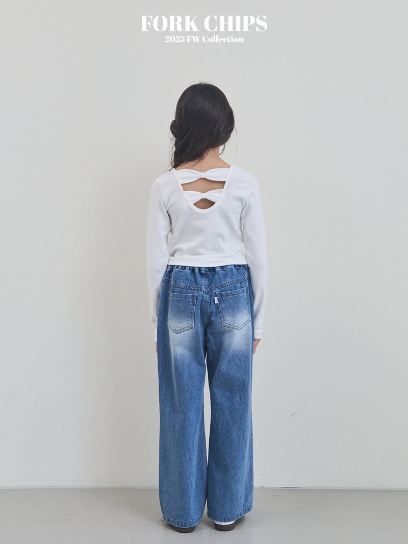 Fork Chips - Korean Children Fashion - #littlefashionista - Bebe Ribbon Tee - 4