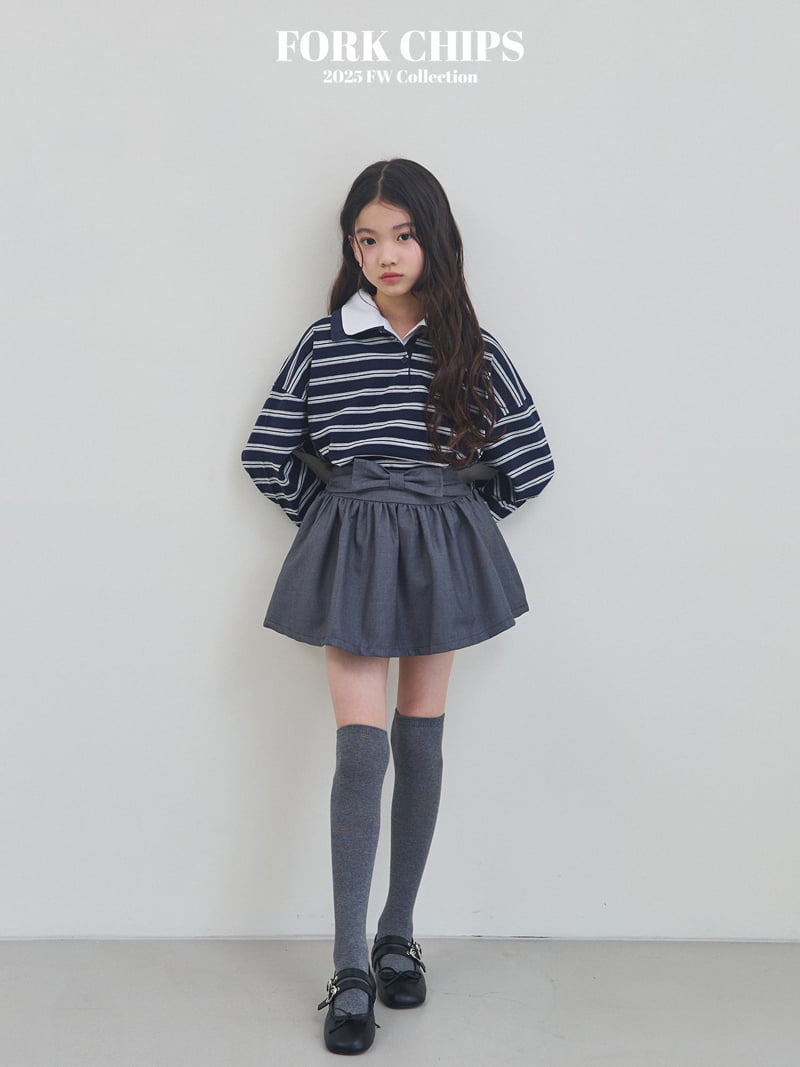 Fork Chips - Korean Children Fashion - #prettylittlegirls - Bold Collar Tee - 2