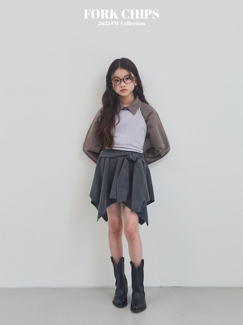 Fork Chips - Korean Children Fashion - #prettylittlegirls - Tie Waist Skirt