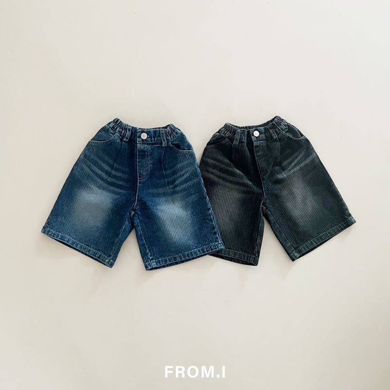 From I - Korean Children Fashion - #stylishchildhood - Corduroy Denim Bermuda Pants - 2