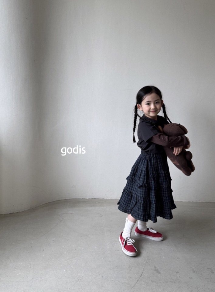 Godis - Korean Children Fashion - #fashionkids - Checked Frill Skirt - 5