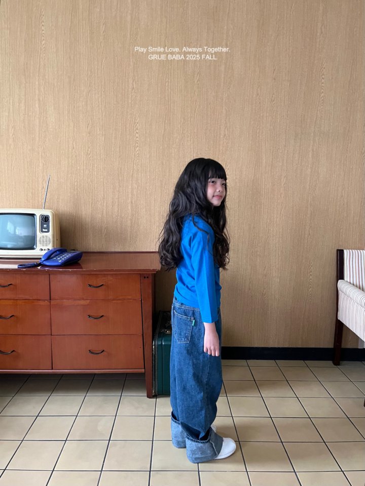 Grue Baba - Korean Children Fashion - #childofig - Standing Denim Pants - 6