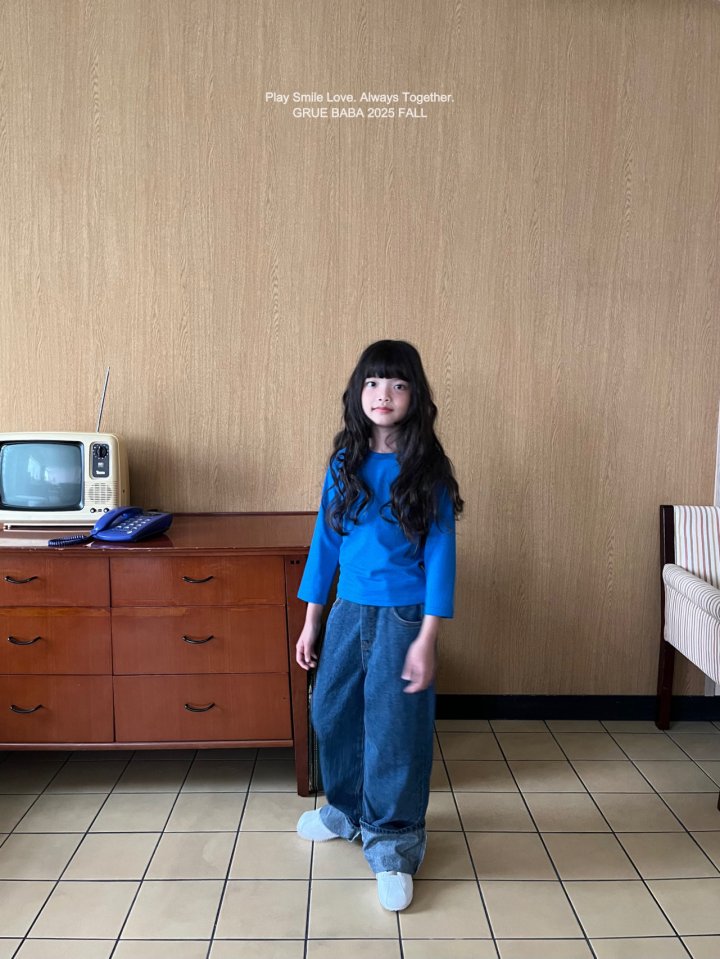 Grue Baba - Korean Children Fashion - #childrensboutique - Standing Denim Pants - 8