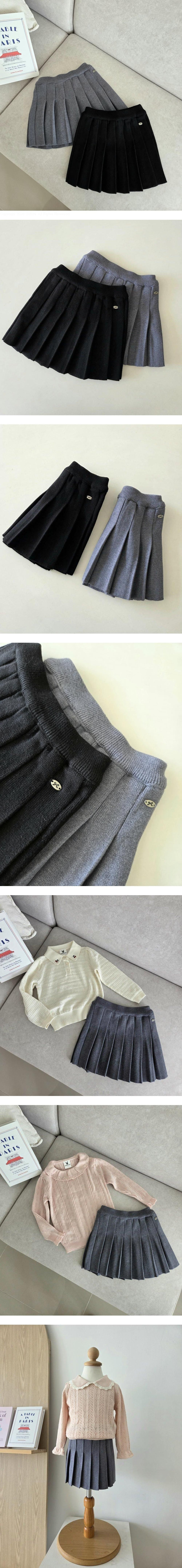 Hanacoco - Korean Children Fashion - #designkidswear - Preppy Knit Skirt