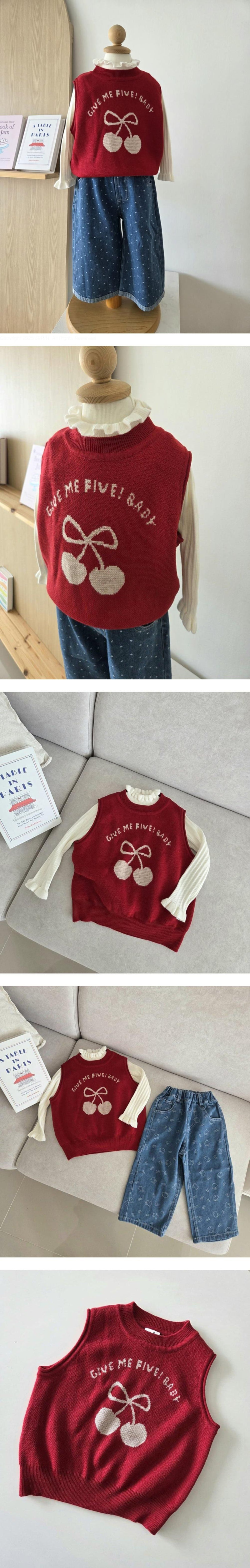 Hanacoco - Korean Children Fashion - #toddlerclothing - Red Cherry Vest