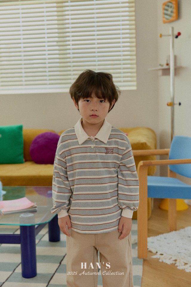 Han's - Korean Children Fashion - #fashionkids - Miles Stripe Collar Tee - 12