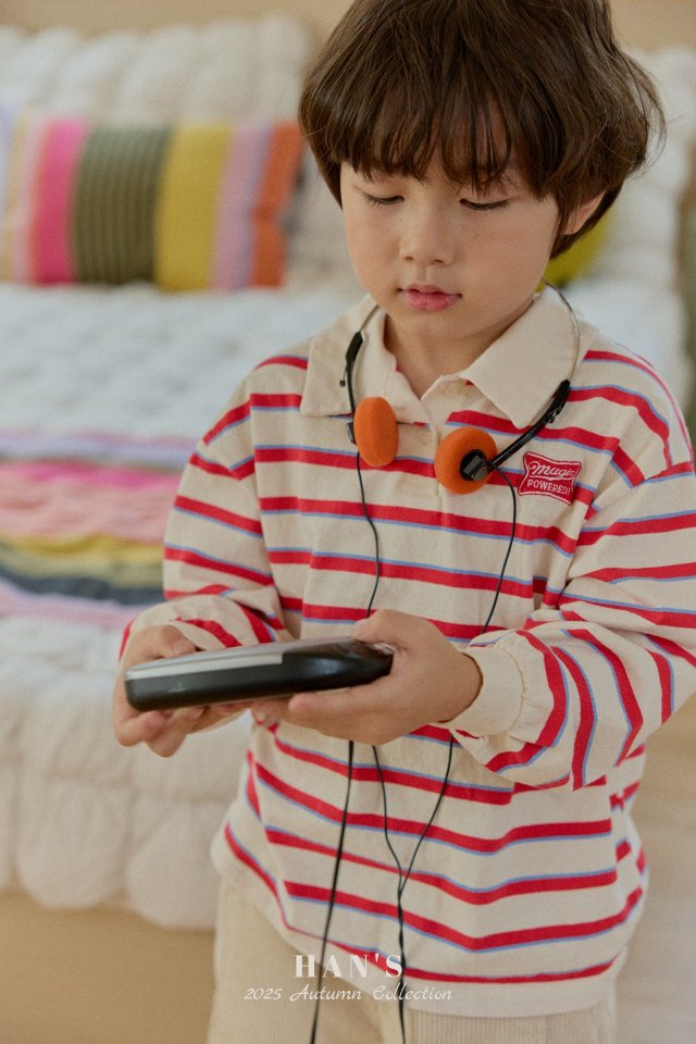 Han's - Korean Children Fashion - #littlefashionista - Miles Stripe Collar Tee - 3