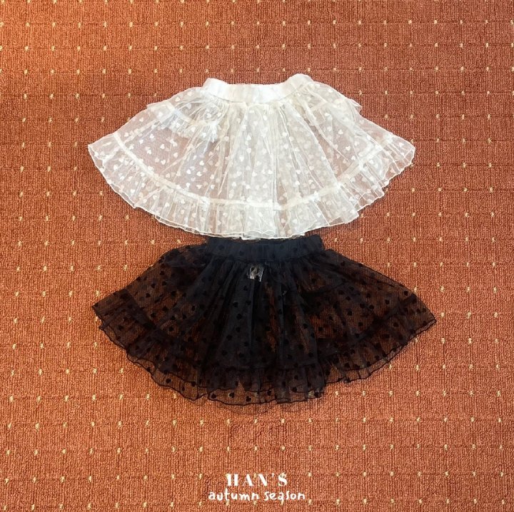 Han's - Korean Children Fashion - #toddlerclothing - Heart Mesh Skirt