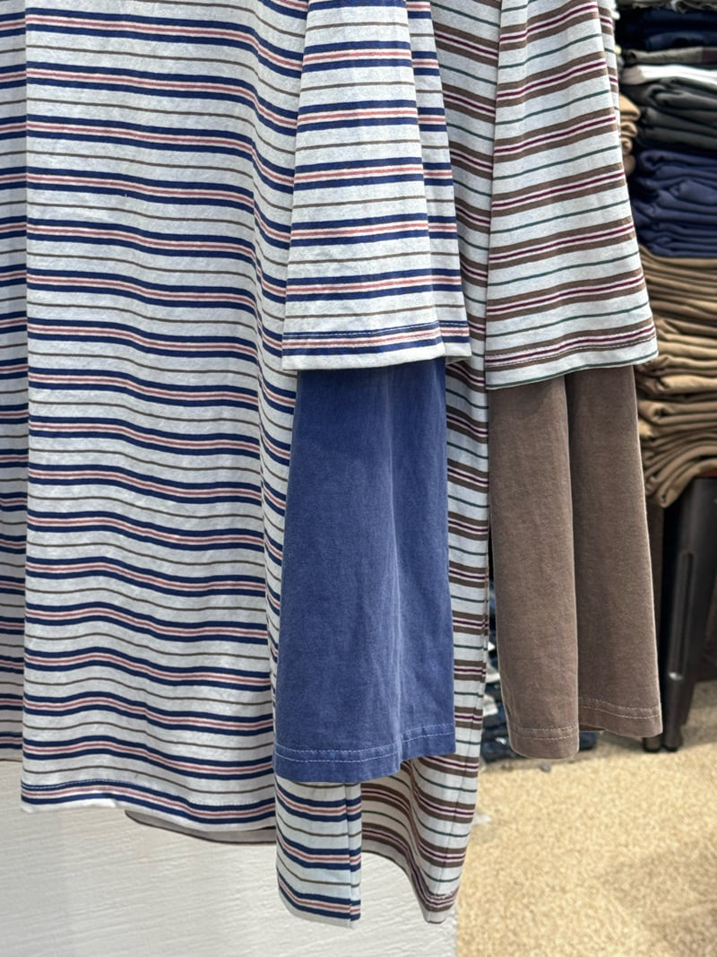 Heil - Korean Women Fashion - #momslook - Pigment Stripe Layered Tee - 6