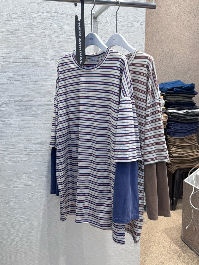 Heil - Korean Women Fashion - #womensfashion - Pigment Stripe Layered Tee - 5