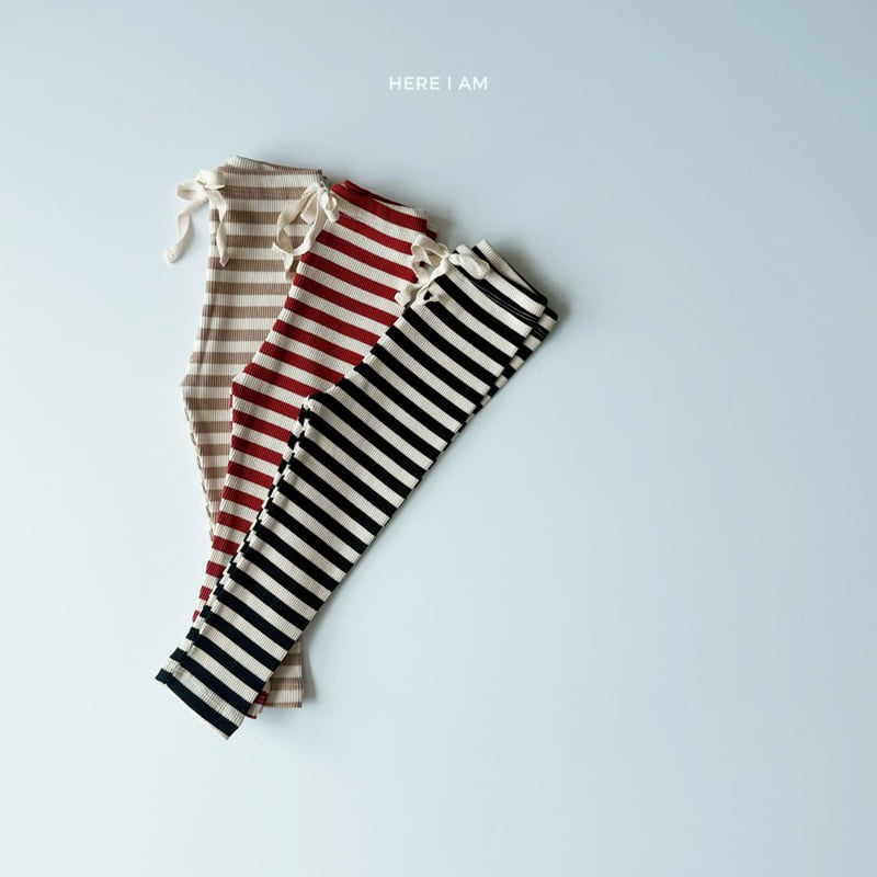 Here I Am - Korean Children Fashion - #toddlerclothing - Million Stripe Ribbed Leggings - 9