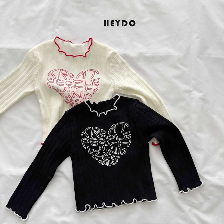 Heydo - Korean Children Fashion - #childrensboutique - Heart Ribbed Tee - 6