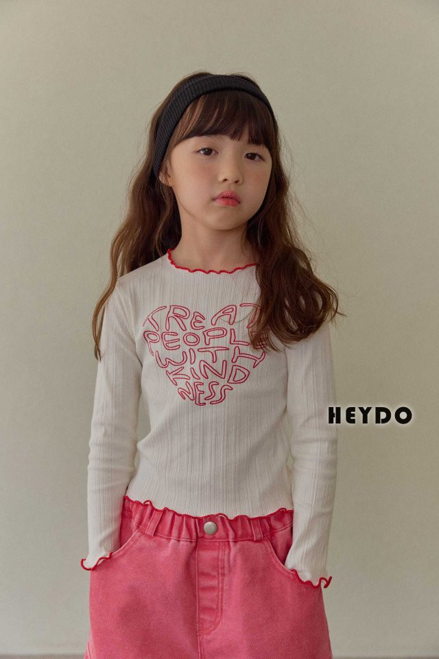 Heydo - Korean Children Fashion - #kidsshorts - Heart Ribbed Tee - 10