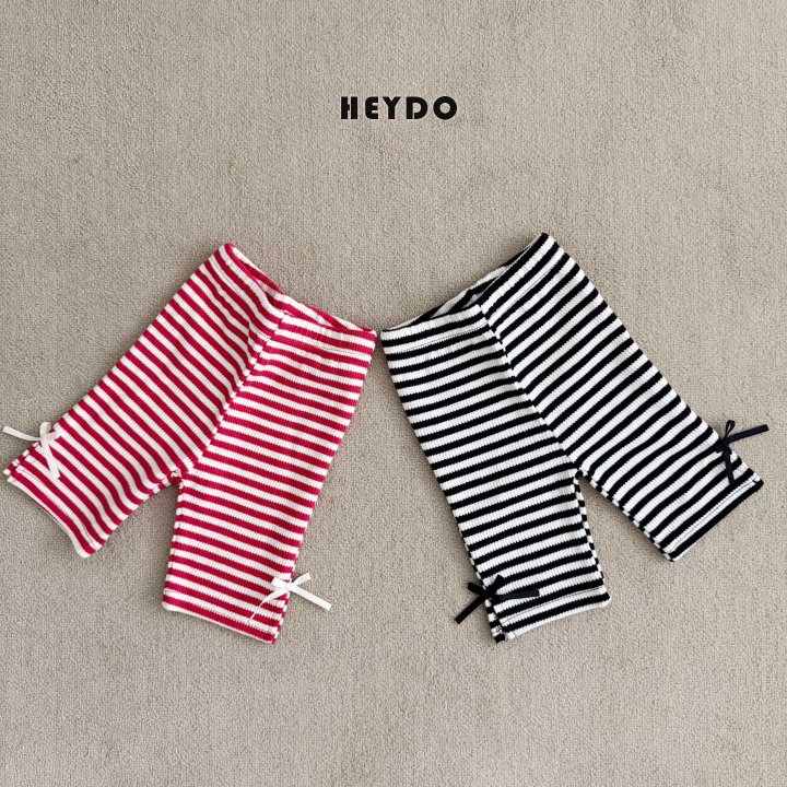 Heydo - Korean Children Fashion - #kidsshorts - Stripe Ribbon Half Leggings - 2
