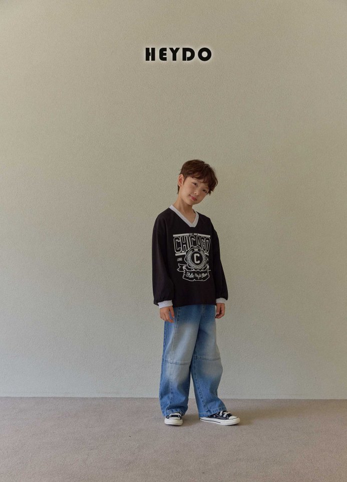 Heydo - Korean Children Fashion - #littlefashionista - Cross Denim Pants - 11