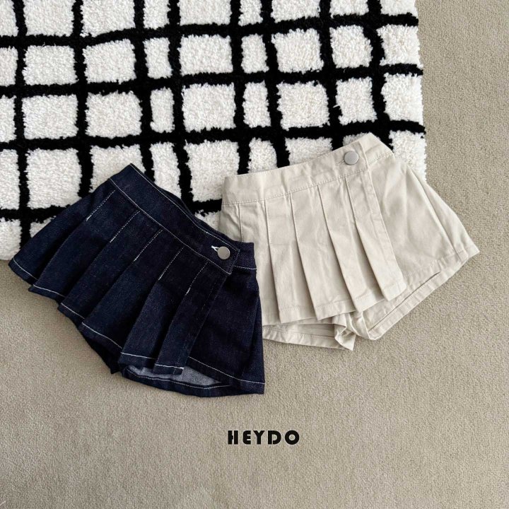 Heydo - Korean Children Fashion - #Kfashion4kids - Wrap Pleated Shorts (Denim) - 4