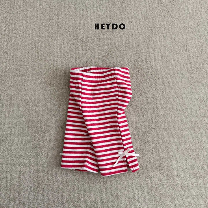 Heydo - Korean Children Fashion - #littlefashionista - Stripe Ribbon Half Leggings - 6