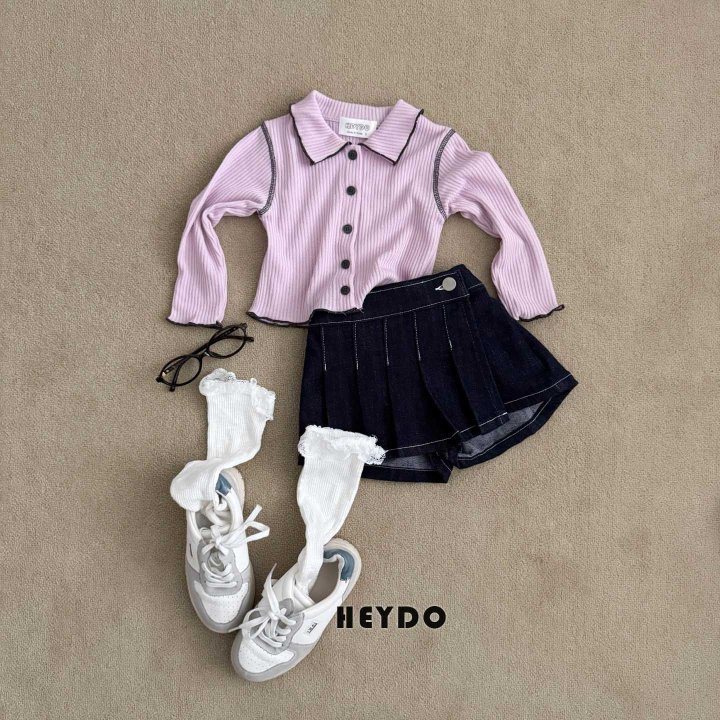 Heydo - Korean Children Fashion - #prettylittlegirls - Wrap Pleated Shorts (Denim) - 7