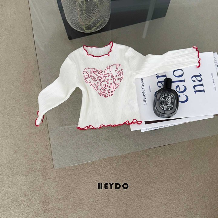 Heydo - Korean Children Fashion - #toddlerclothing - Heart Ribbed Tee - 4