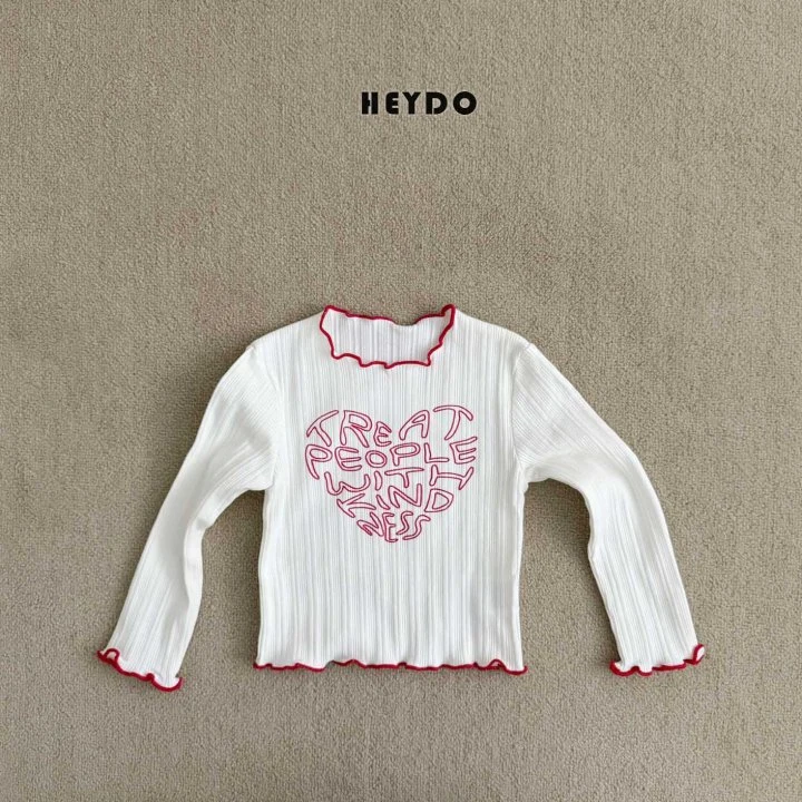 Heydo - Korean Children Fashion - #todddlerfashion - Heart Ribbed Tee - 2