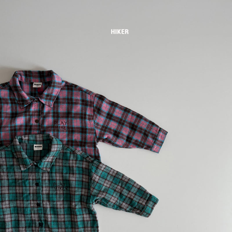 Hiker - Korean Children Fashion - #childofig - Hiker Embroidery Check Shirt - 2