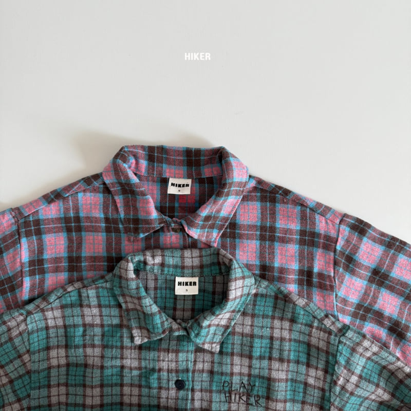 Hiker - Korean Children Fashion - #childofig - Hiker Embroidery Check Shirt - 3