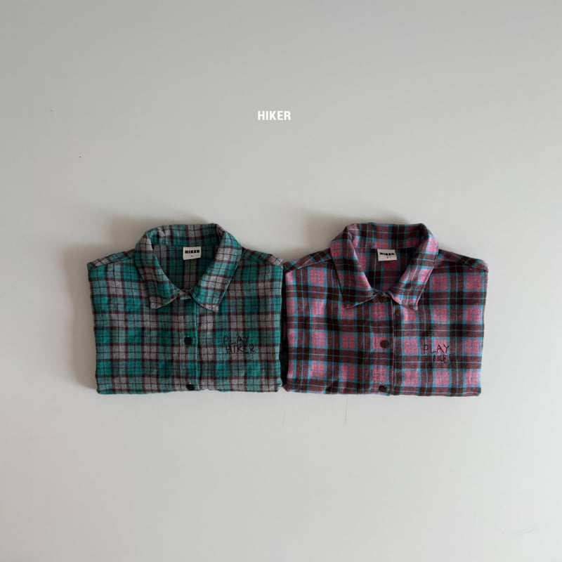 Hiker - Korean Children Fashion - #fashionkids - Hiker Embroidery Check Shirt - 7