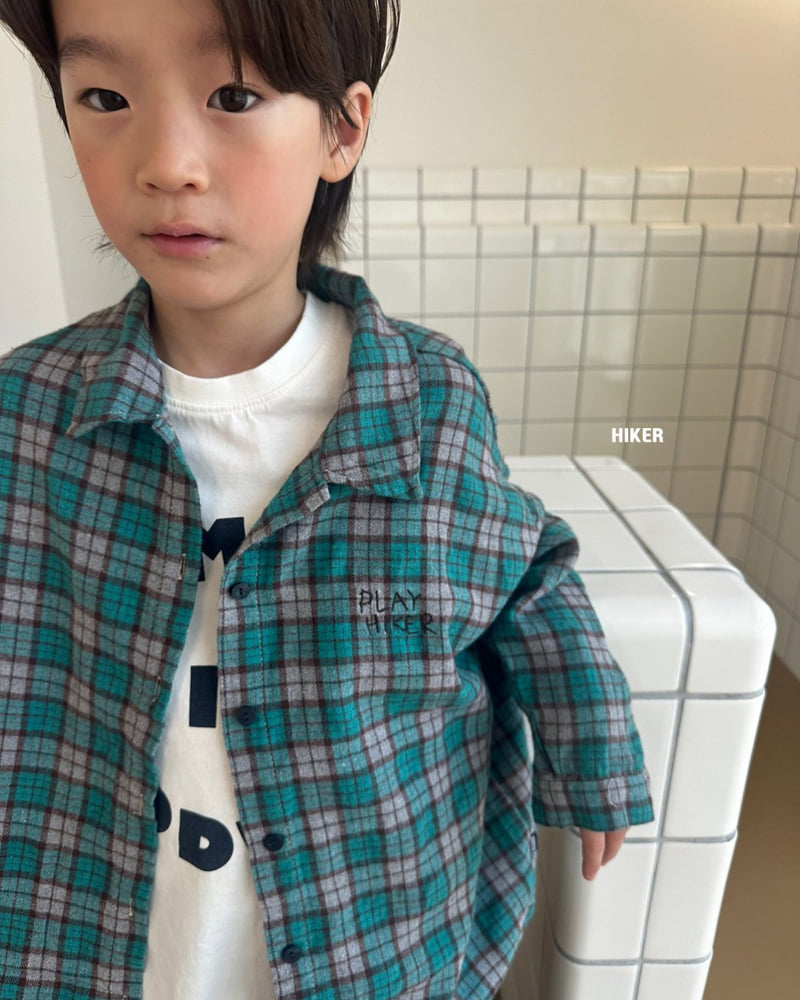 Hiker - Korean Children Fashion - #kidsshorts - Hiker Embroidery Check Shirt - 8